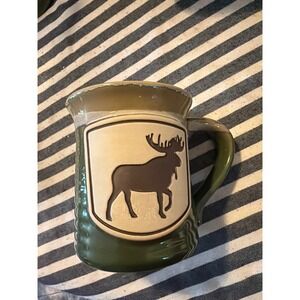 Cabela's Moose Coffee Mug 20oz Green Ceramic Wildlife Cabin Rustic Lodge Cup